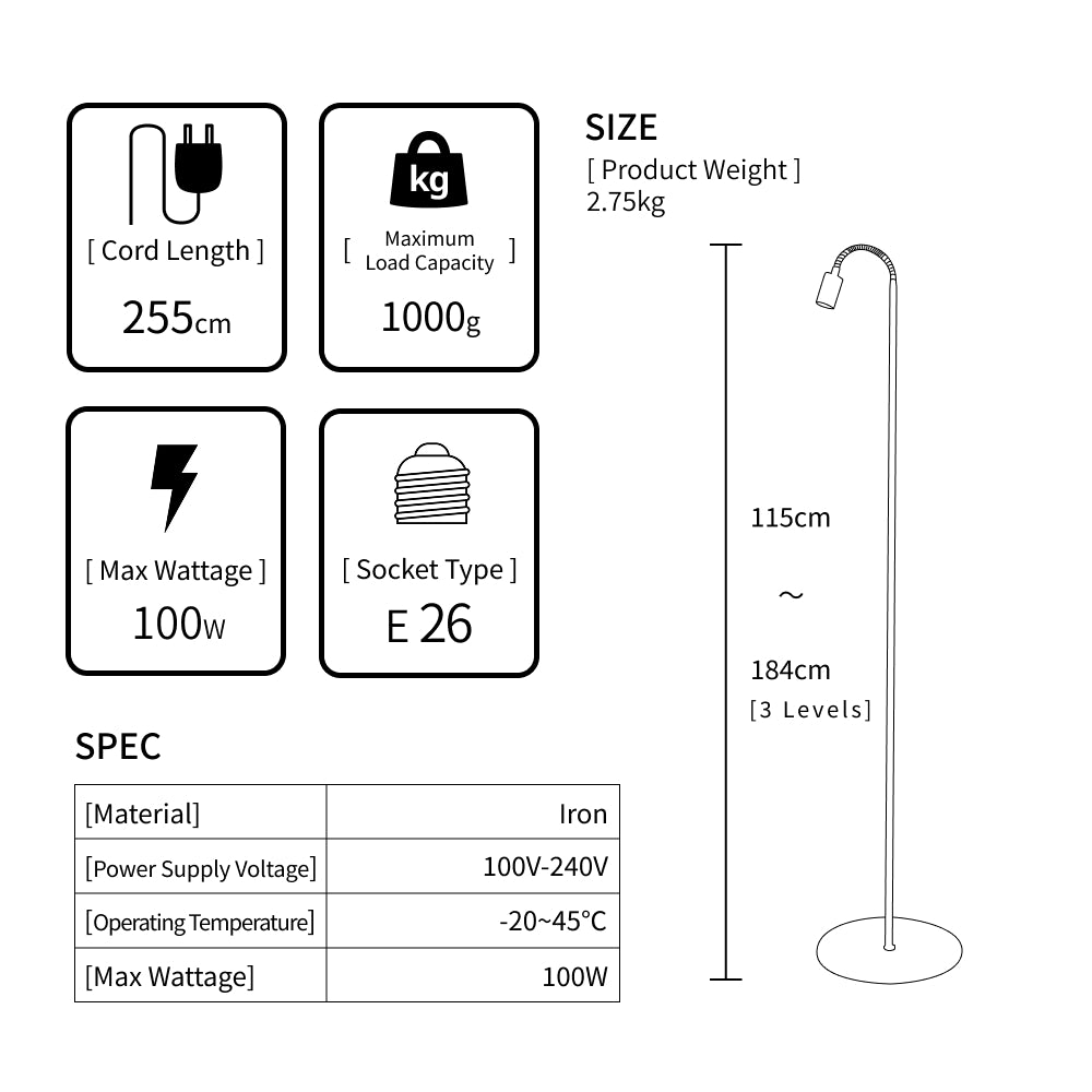 【Flexible arm light stand】<br>Lighting stand/Floor stand
