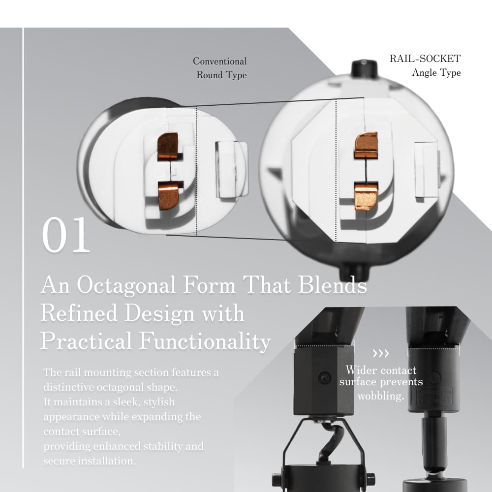 【RAIL SOCKET-Angle Type】｜E26 Lighting rail socket